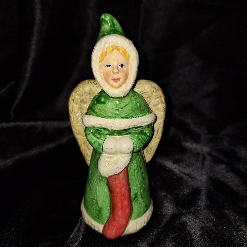 Vintage Greenbriar International Christmas Angel With Stocking~Ceramic